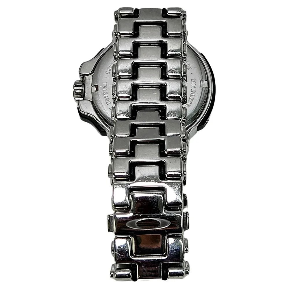 Oakley Crankcase Mens Silver Stainless Steel Swiss Sapphire Crystal Watch EUC